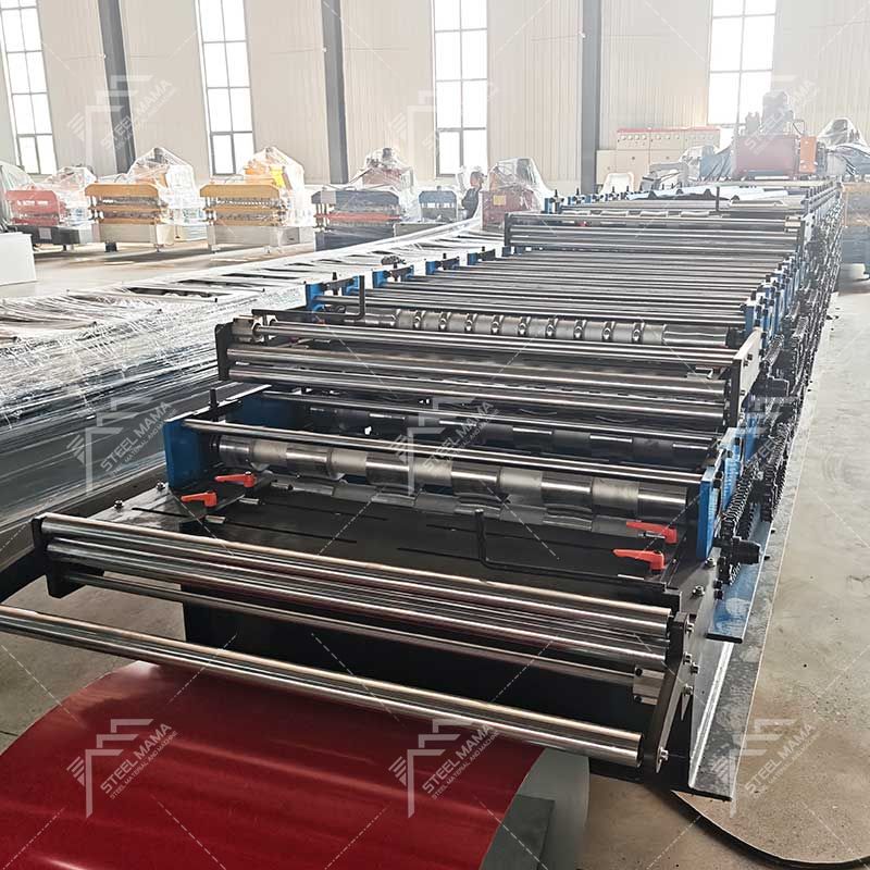 Chile Popular Durable PV6 IBR & 988 Corrugated & 1025 Tile Three Layer Sheet Roof Panel Roll Forming Machine