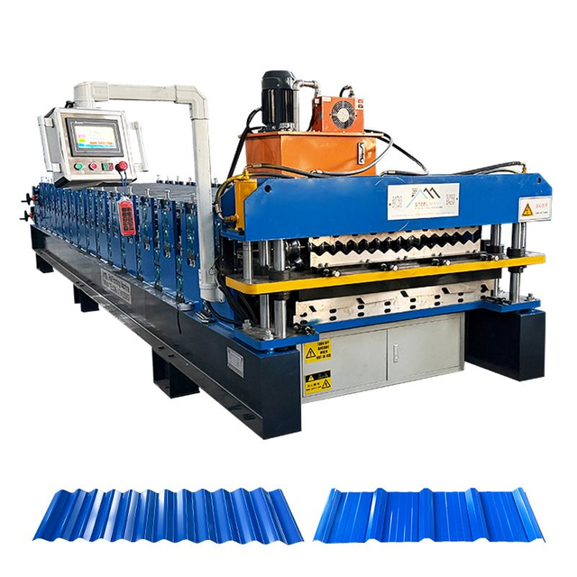 Dominican Popular High Productivity 770 Corrugated &TR5 Trapezoidal Roofing Sheet Double Layer Machine