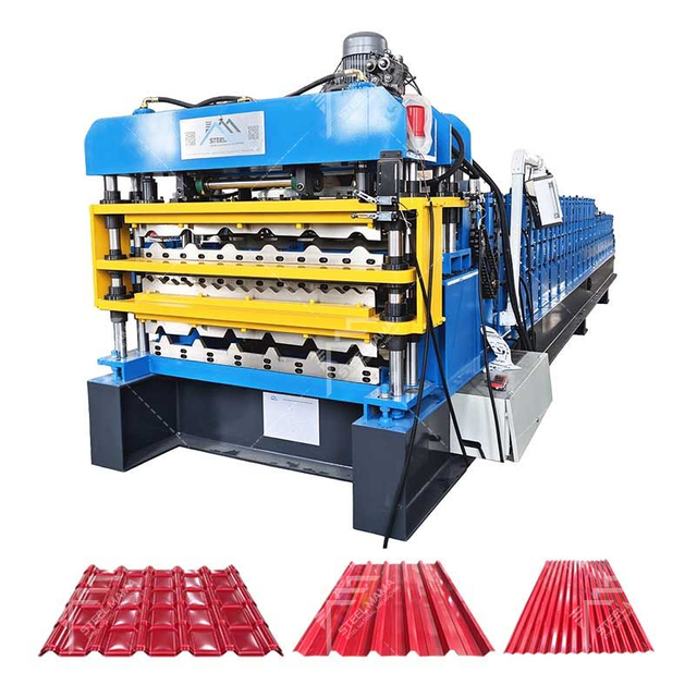 Chile Popular Durable PV6 IBR & 988 Corrugated & 1025 Tile Three Layer Sheet Roof Panel Roll Forming Machine