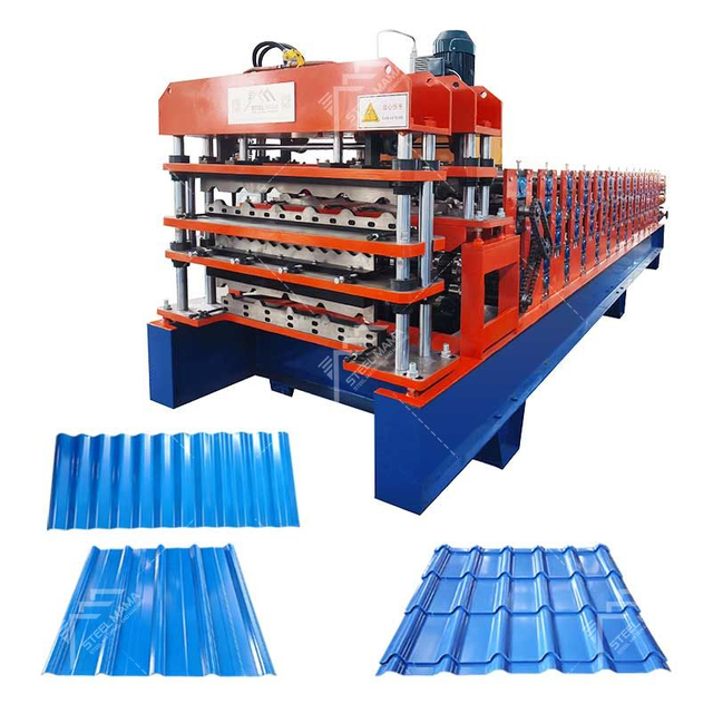 Steelmama Easy Operation 840 IBR & 836 Corrugated & 1025 Tile Roofing Sheet Panel Three Layer Machine for Chile