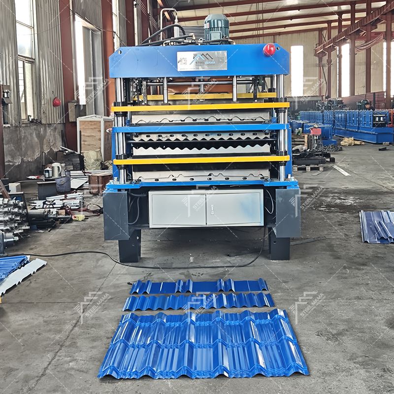 Uganda Popular High Productivity 1000 IBR & 800 Tile & 988 Corrugated Roofing Sheet Three Layer Machine