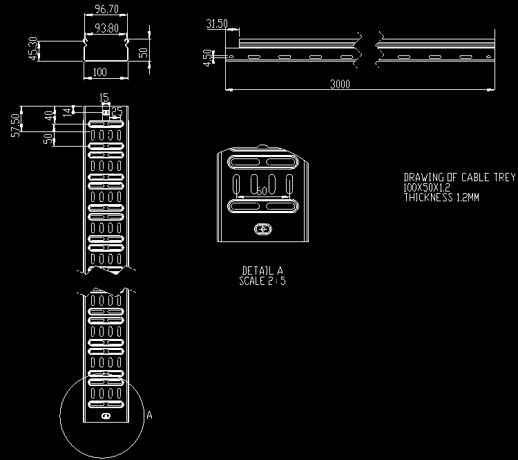 cable tray profile drawing