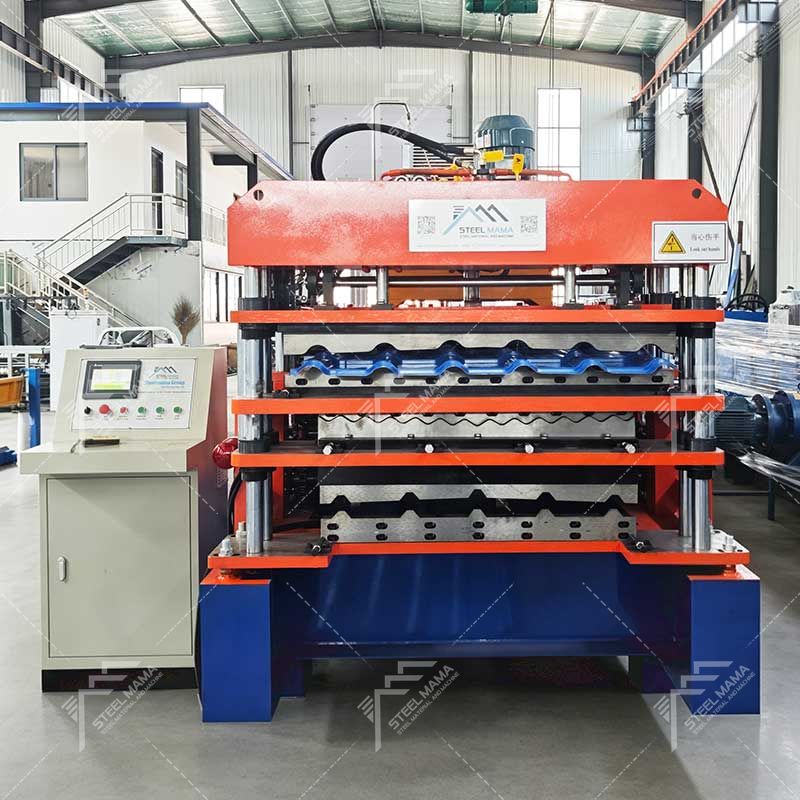 Steelmama Easy Operation 840 IBR & 836 Corrugated & 1025 Tile Roofing Sheet Panel Three Layer Machine for Chile