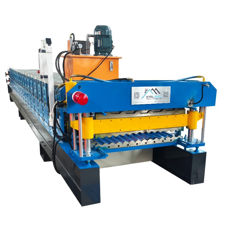 Tanzania Popular High Standard 750 Trapezoidal & 770 Corrugated Roofing Sheet Double Layer Machine