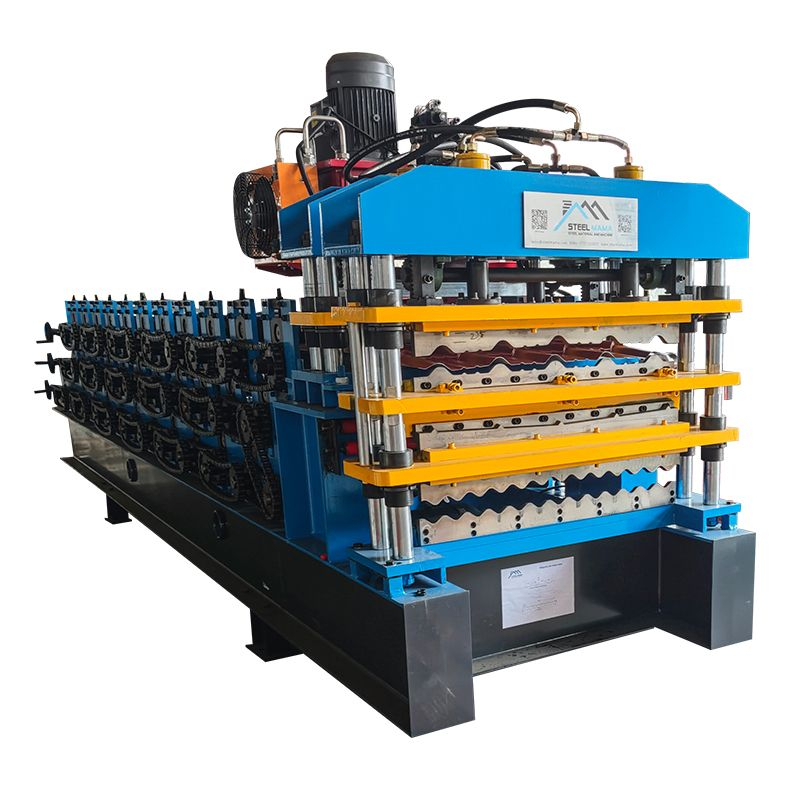 Chile Popular High Standard 800 Tile & 5V & 836 Corrugated Roofing Sheet Three Layer Machine