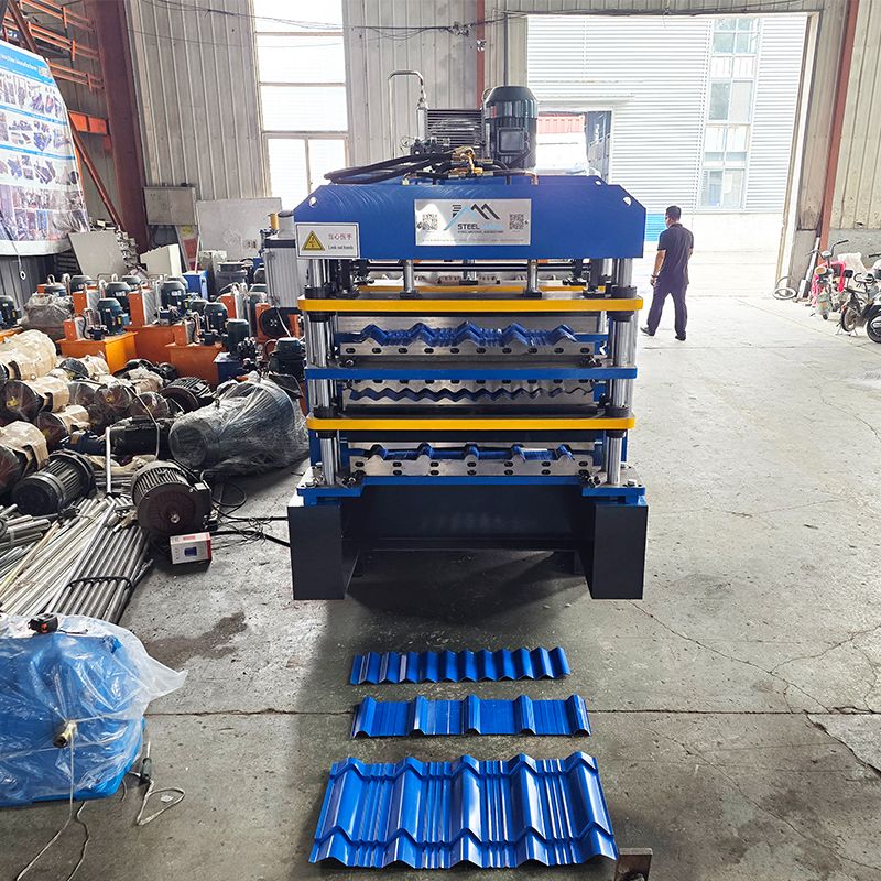 Zimbabwe Popular Full Automatic 725 Tile & 750 IBR & 762 Corrugated Three Layer Roofing Sheet Machine